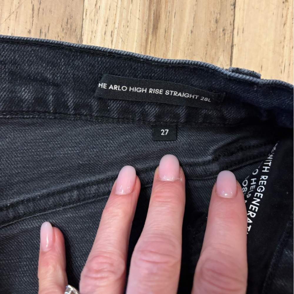 Denim Forum Arlo High Rise Straight Jeans in Black